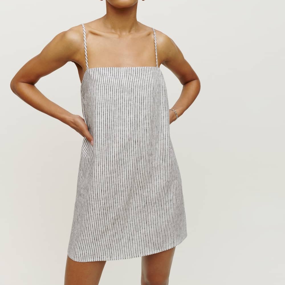 Reformation Aubree Linen Dress - Blue, Medium